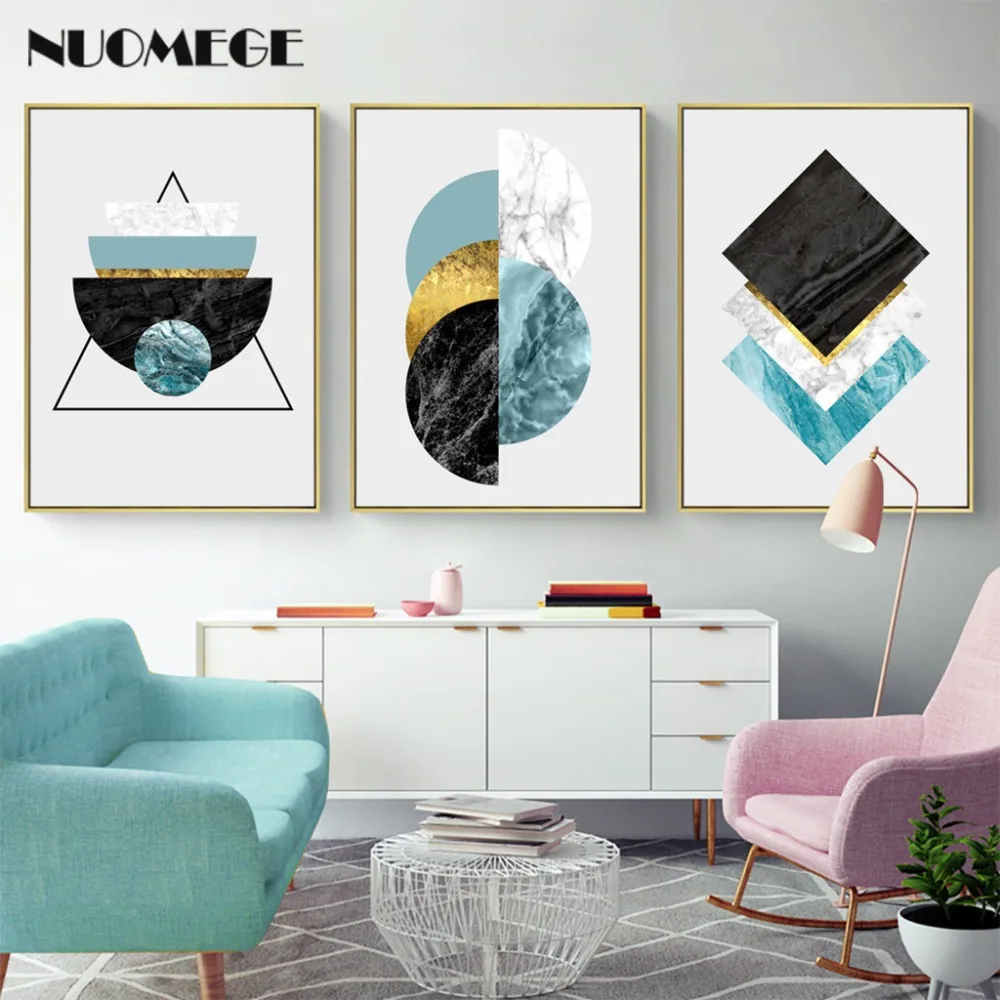 

Modern Fresh Abstract Marble Poster Print Gold Foil Wall Art Canvas Painting Nordic Decorative Pictures on Wall Poster Art