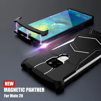 

Black Pan Aluminum Metal Phone Case for Huawei Mate 20 Magnetic suction Premium Bumper Frame Phone Shell For Huawei Mate 20