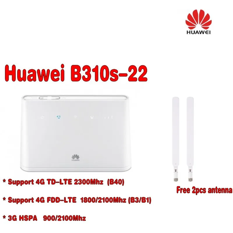  Unlocked Huawei B310s-22 4G LTE FDD Cat4 150Mbps Wireless WiFi Router CPE Modem+4g SMA MINO Antenna