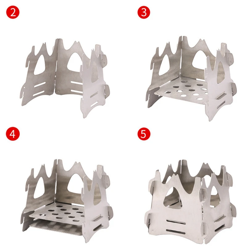 Compact Folding Stainless Steel Wood Stove Outdoor Camping Stove Cooking Picnic Stove Portable Wood Furnace Burners
