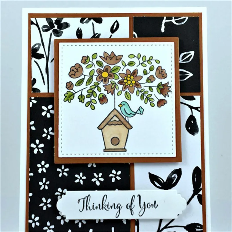 

InLoveArts 10Pc/lot 14*14cm New Decorative Clear Stamps for Scrapbooking Card Album Birdcage Flower Flying Home Wood-Mount Stamp