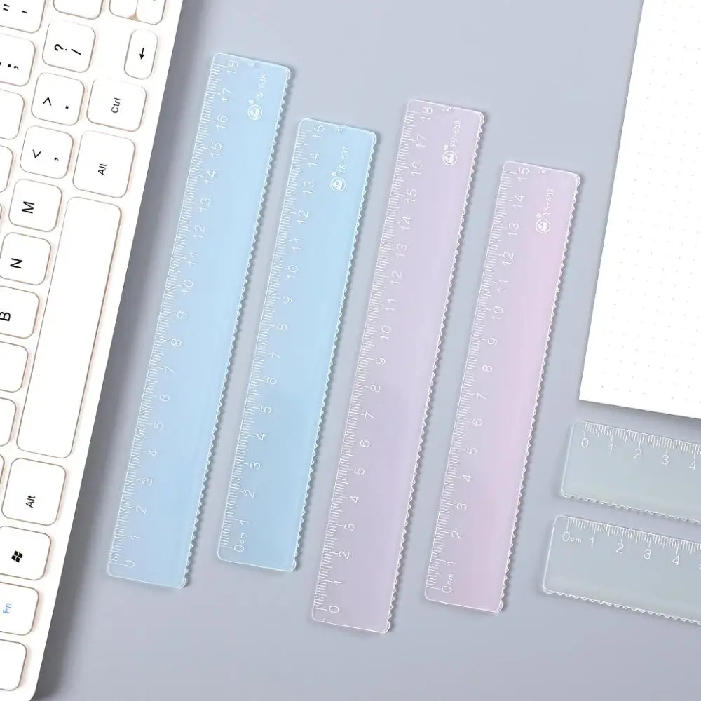 1pc Simple STYLE Candy Color Plastic Ruler Transparent Ruler For Kids Design Ruler School Supplies Kawaii Drawing Supplies