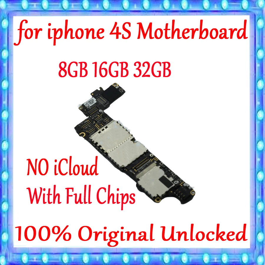 

for iphone 4S Motherboard Factory unlocked Mainboard with Free iCloud,100% Original for iphone 4S Logic board with IOS System