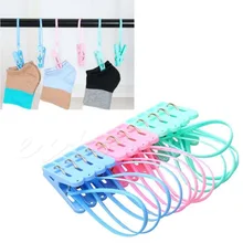 12pcs Colorful Clothespins Hook Laundry Clips Multipurpose Bra Socks Hanger Pegs
