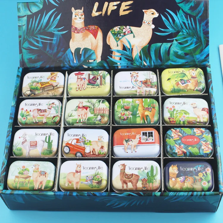 

NEW 32pcs Yearning Life Alpaca Design Coin Collectables Tin Box Coin Bank Money Box Mini Pouch Case Ring Earrings Storage Box