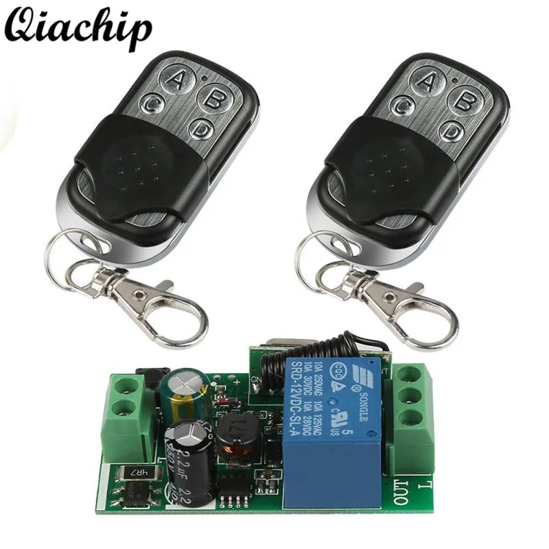 

QIACHIP 433Mhz RF Wireless Remote Control Switch DC 12V 1CH Relay Receiver Module and 2pcs 433 Mhz Transmitter Remote Controls