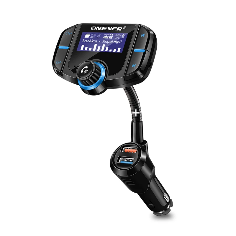 Черный ONEVER FM передатчик Bluetooth fm-модулятор 2 Порты и разъёмы Quick Charge 3.0 Зарядное устройство громкой связи car kit 1.65 ''MP3-плееры Поддержка Siri - Название цвета: Черный