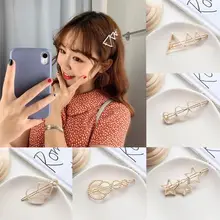 Женские необычные металлические минималистичные волосы для девочек, асимметричные геометрические полые сердца, невидимка заколки для волос, украшение из искусственного жемчуга, заколки