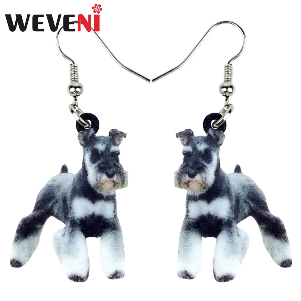 

WEVENI Acrylic Trendy Schnauzer Terrier Dog Earrings Drop Dangle Gift Anime Animal Jewelry For Women Girls Female Gift Brincos
