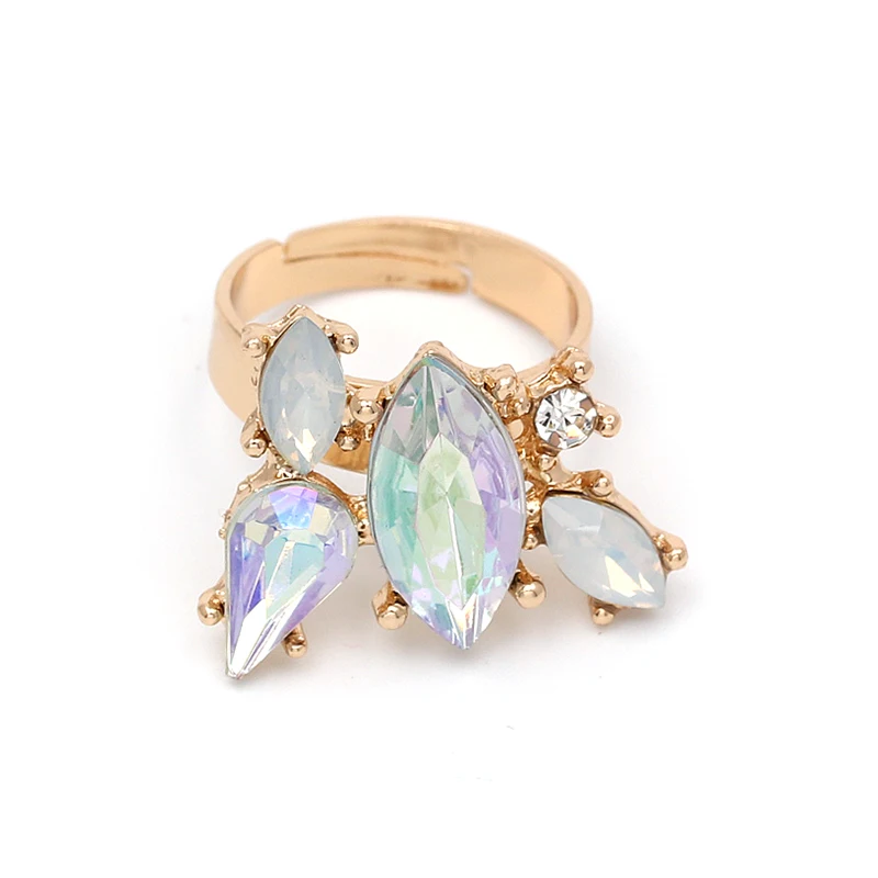 

Crystal Bohemian Multicolored Wedding Engagement Adjustable Charm Rings Open Rings Women Girls Party Gift