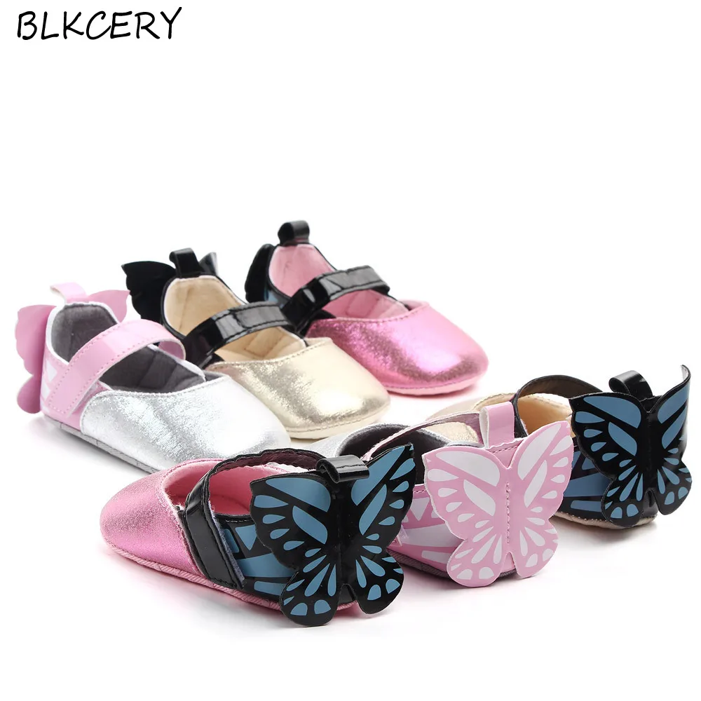 

New Baby Girl Princess Shoes Newborn First Walkers Infant Crib Shoe Sweet Butterfly Toddler Soft Sole Leather Flats 1 Year Shoes