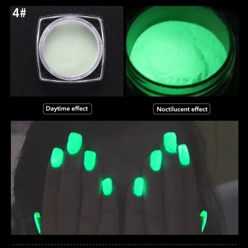 6 цветов ультрафлуоресцентный порошок для ногтей Неон фосфор цветной дизайн ногтей Блестящий пигмент блестящий; с подсветкой пыль украшения TSLM1 - Цвет: 04