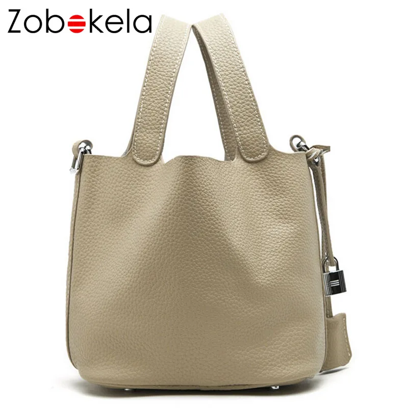 

ZOBOKELA Genuine Leather Bag Female Purses And Handbags Luxury Handbags Women Bags Designer Bucket Tote Bag Ladies Hand Bag 2018