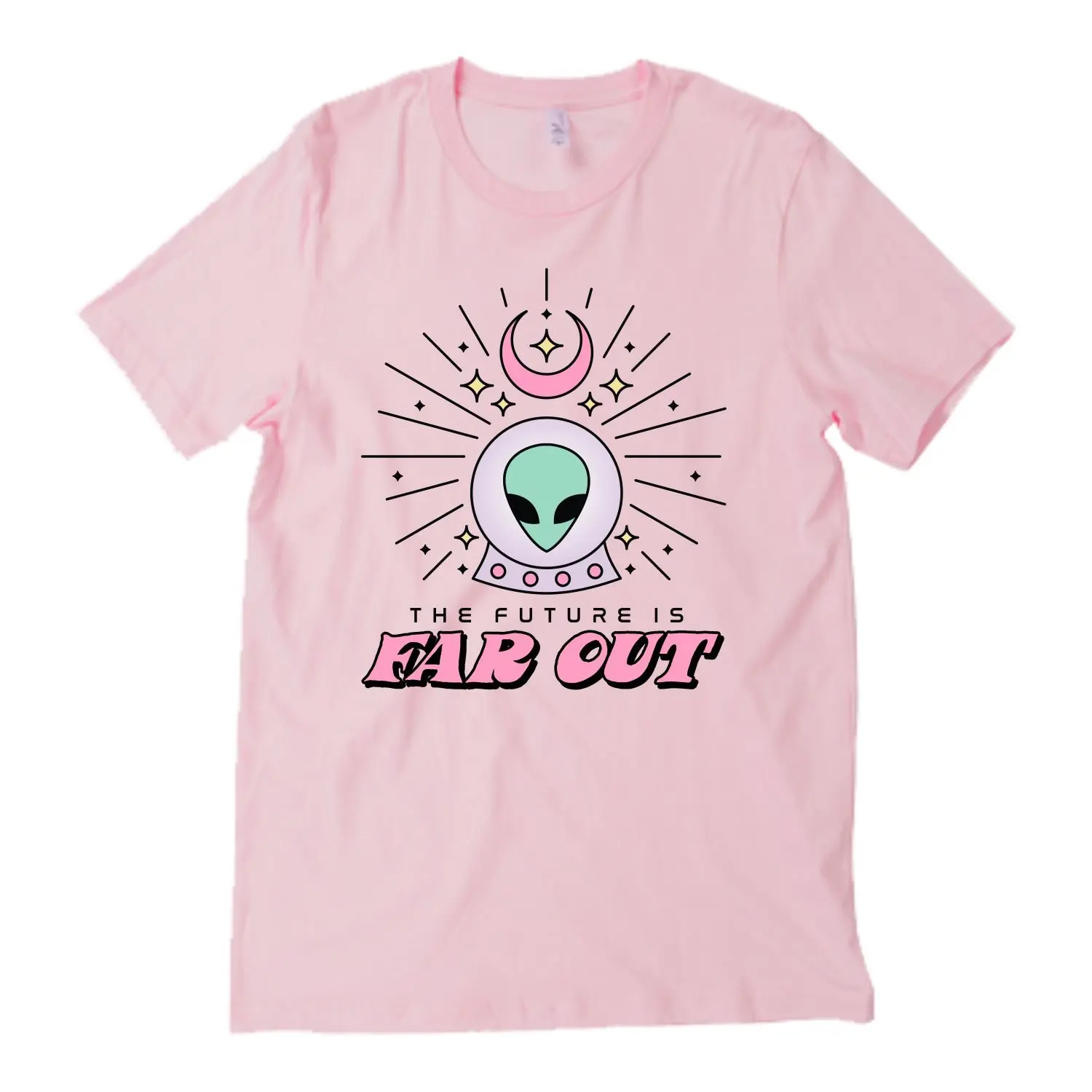 

The Future is Far Out Funny Printed T shirt Psychic UFO Alien Tees Summer Graphic Tops Harajuku Pastel Goth T shirt Women Tumblr