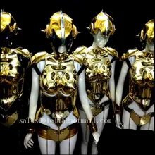 Gold Plated Catwalk Shows Women Costume Carnival Victoria Sexy Lady Evening Dress Cabaret Stage Performance Cosplay Clothes