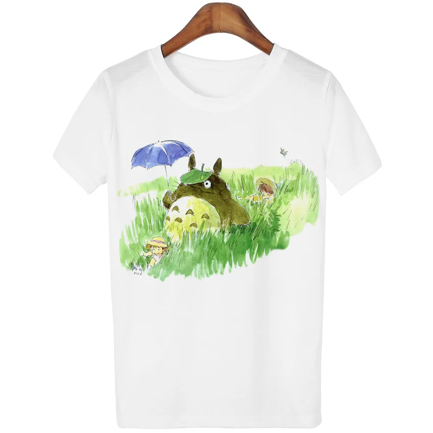 

2016 Summer Style T-shirt White Women T Shirt Totoro Print Harajuku O-neck Short Sleeve Animal Tees Blusas Plus Size WMT87