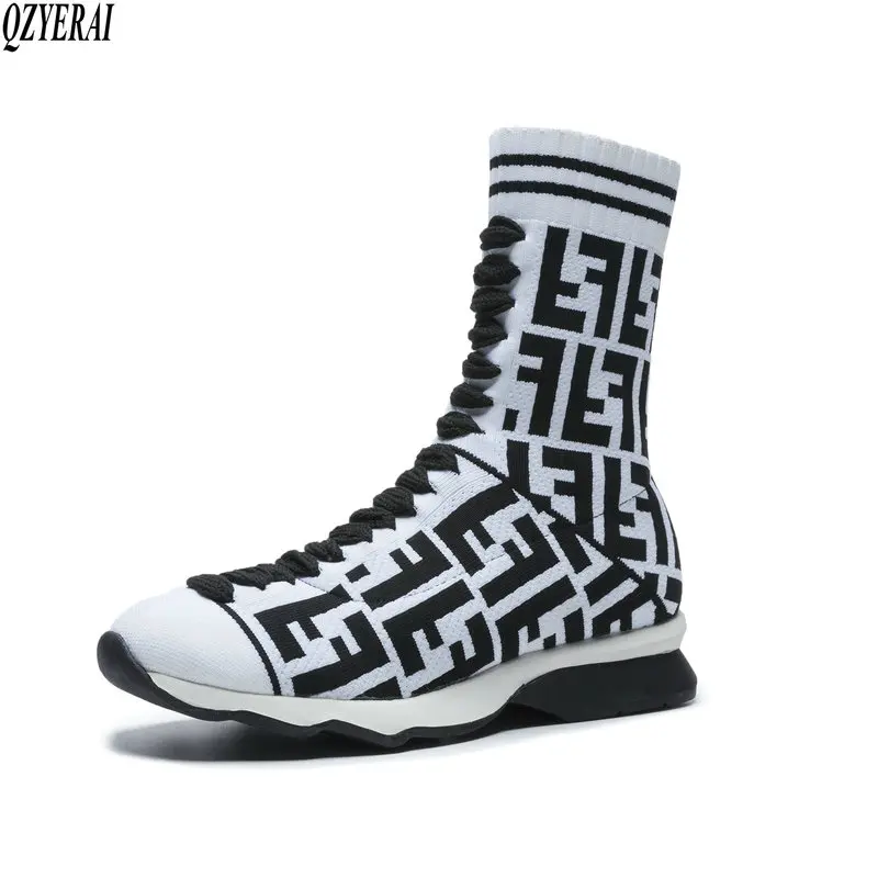 

European fashion personalized sock women boots knitted fabrics authentic styles plush lining women boots women shoes sizes 34-42