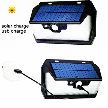 

55 LED 900lm Solar Light remote control radar smart 3 side lighting Waterproof Pow street wall lamp yard camp garage