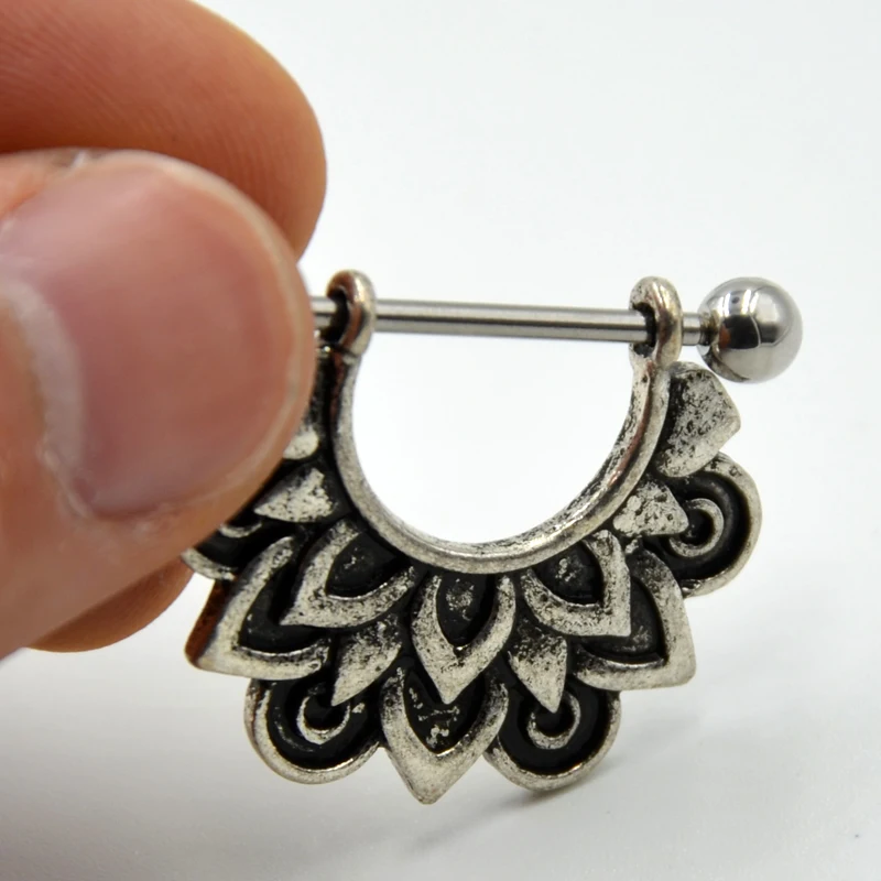 Женское кольцо для пирсинга сосков с цветущим лотосом|body piercing jewelry|piercing jewelrynipple