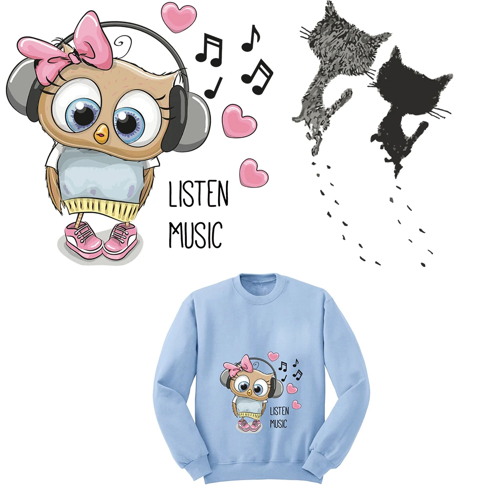 

Cute cat cartoon Patches Heat Transfer Sticker A-level Washable Iron On Appliques For T-shirt Dresses Decoration Printing