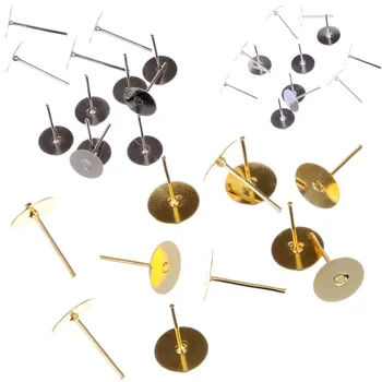 

100pcs/150pcs/200pcs 4-8mm Flat Pad Post Piercing Ear Stud Paste Beads Spacer Holder Jewelry Findings