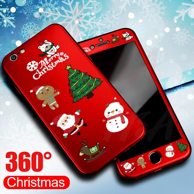 Best Price H&A Christmas 360 Degree Phone Case For iPhone X XR XS Max Cute Santa Claus Silicone Cover For iPhone 6 6s 7 8 Plus 5 5s SE Case