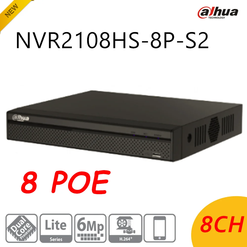 

Dahua Original Englsih version NVR 8 Ports PoE 8CH NVR2108HS-8P-S2 up to 6Mp Recording Onvif Network video recorder H.264+/H.264