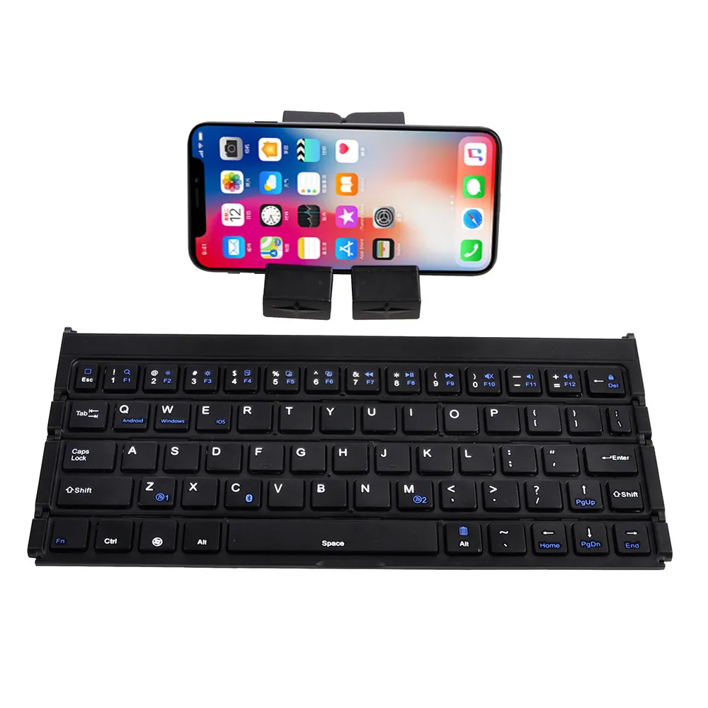 Складная Беспроводная мини-клавиатура Bluetooth для iPhone ПК Планшет+ держатель USPS дропшиппинг#1012