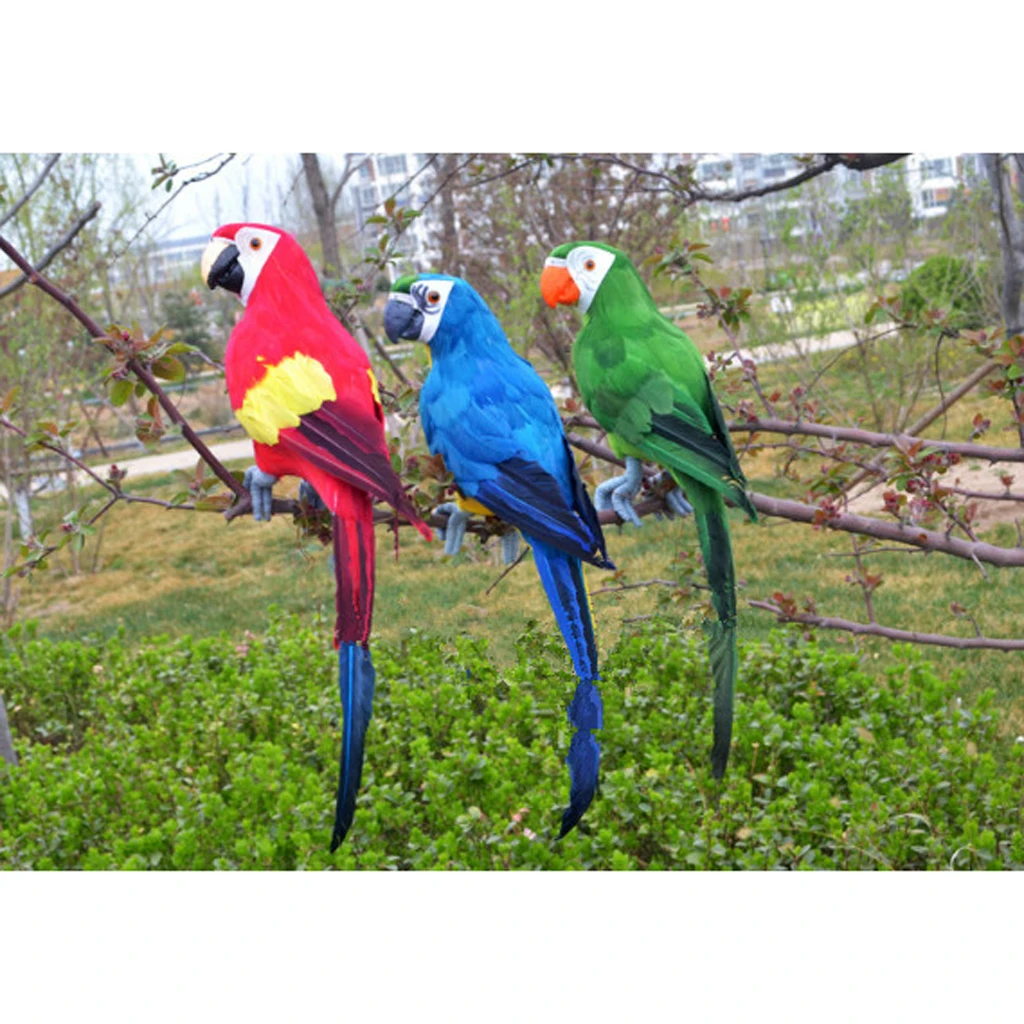 

45cm Artificial Parrot Bird Realistic Home Decor Budgie Taxidermy 3 Colors