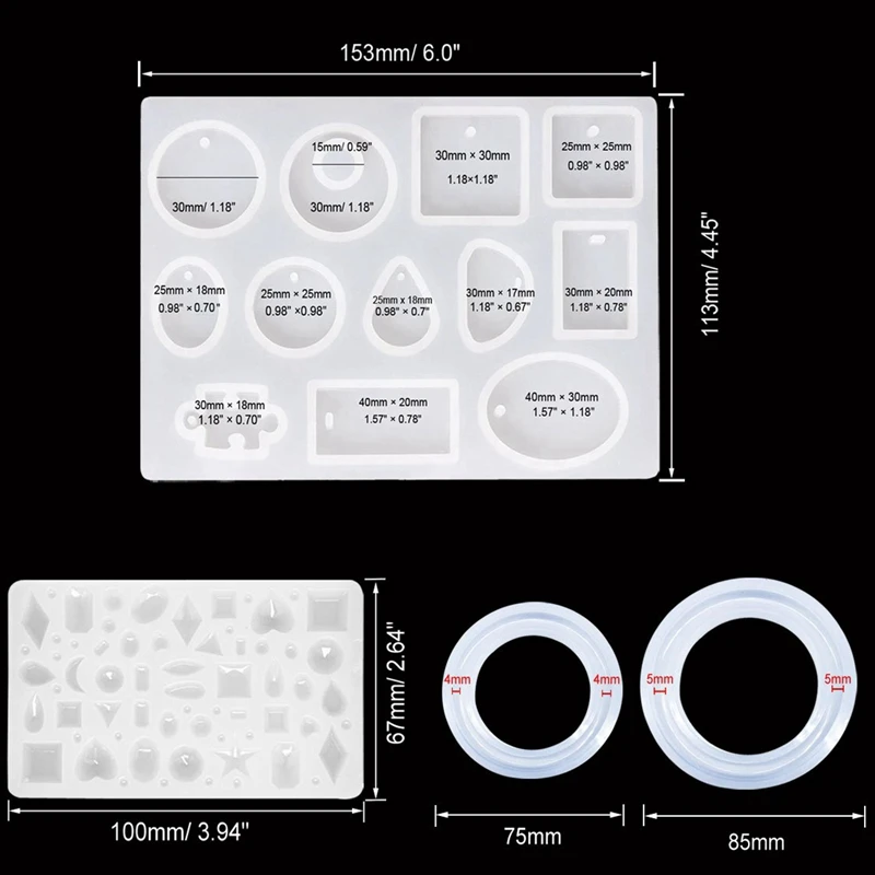 

Silicone Resin Kits Jewelry Casting Mold Tools Set Included Jewelry Pendant Moulds, Stud Earrings, Eye Screw Pins And Making T
