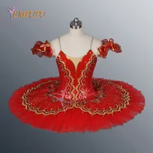 Don Quixote/женское профессиональное балетное платье-пачка; цвет красный, золотой; блинная пачка для выступлений для взрослых; Классический танцевальный сценический костюм