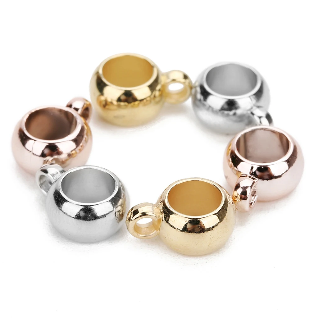 100pcs Metal Plated Pendant Clip Clasp Necklace Connector Bail Beads Large Hole for DIY European Charms Bracelet Jewelry Making