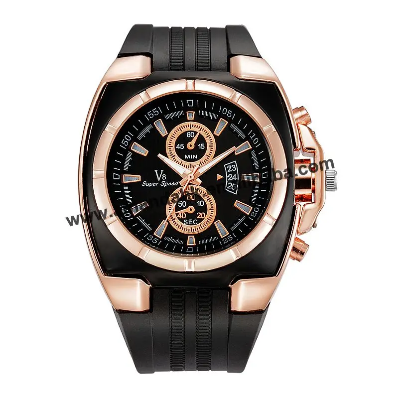 

New Wholesale Mens Watches Top Brand Luxury Famous Men's Military Watch Rose Gold Case Men Clock Leather Quartz Wathes
