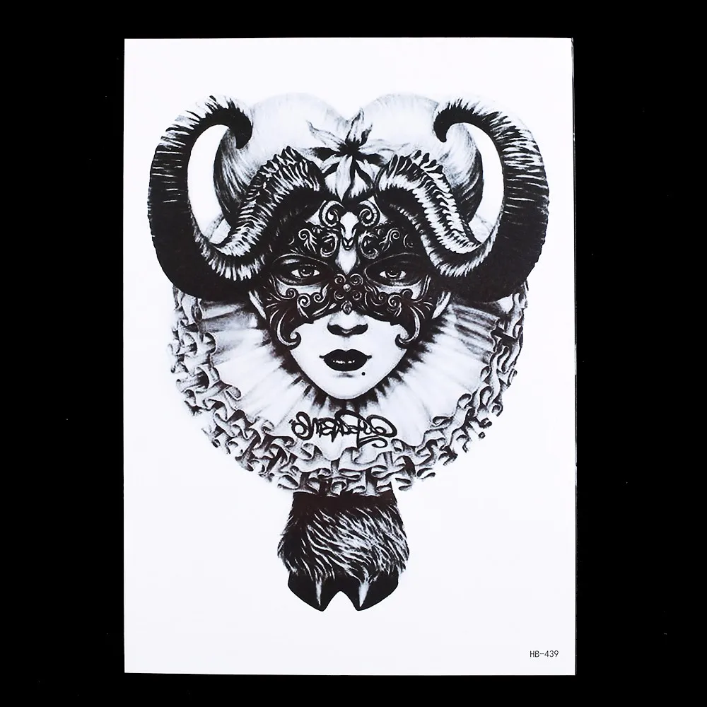 New Tattoo Design 1pc Women Men Temporary Decal HB439 Black 14.821cm Design Body Art Waterproof Tattoo Sticker Beauty Girl Mask