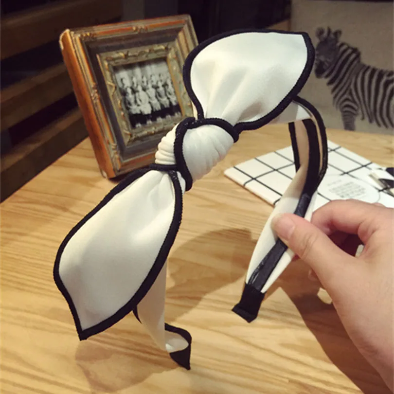 Haimeikang Hair Bows Hair Accessories White Black Rabbit Ear Ears Headbands Women Korea Hairbands Female