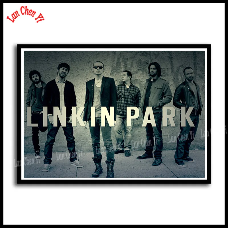 Linkin park Рок-Группа с белым покрытием бумажные плакаты Европейская и американская музыка звезда декоративная живопись кафе бар плакаты - Цвет: Цвет: желтый