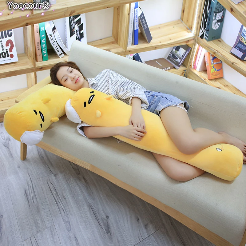 Brinquedo de Pelúcia Gema de Ovo Recheado para Crianças Presente de Natal da Menina Gudetama Preguiçoso Longo Travesseiro Ovos Jun Irmão Grande Boneca Brinquedo 68 - 110cm Ovo 7 de pelúcia travesseiro ovos jun gema de
