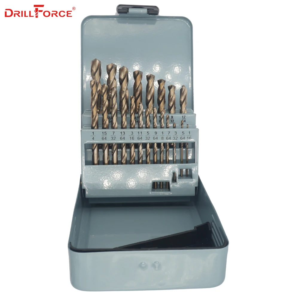 Drillforce 21 шт. 1/16 &quot 3/8&quot HSS Twist M35 кобальтовое ручное Сверло по дереву