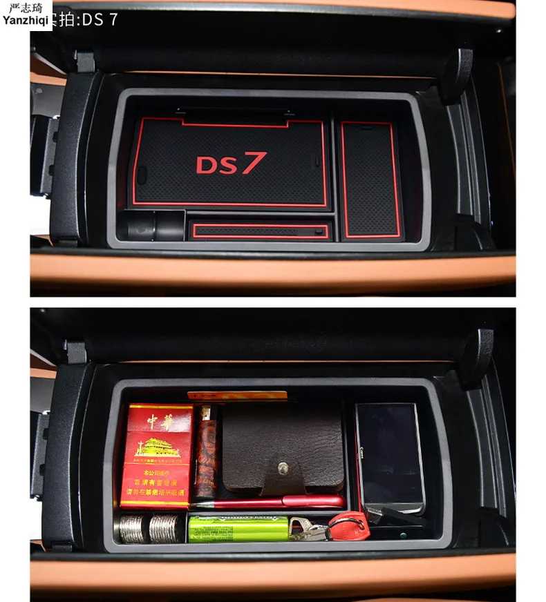 

Armrest Storage Box for DS 2018 2019 2020 DS7 Armrest Center Storage Box Container Glove Organizer Case door lock cover