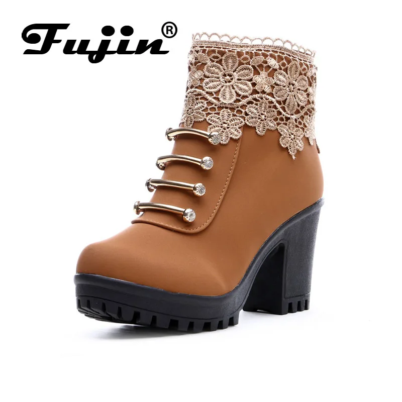 2017 fall Fashion Women Boots PU Leather Round Toe Ankle