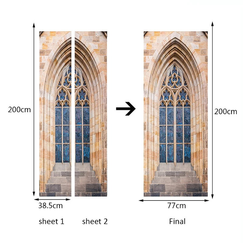 2 шт./компл. самые популярные в готическом стиле, оконная дверная Наклейка Винил Съемный обои Водонепроницаемый художественная Наклейка на стену для Декор в гостиную