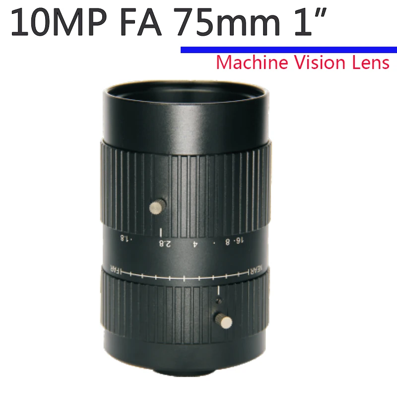 HD 10MP FA 1" Fixed 75mm C Mount Industrial Lens Without Distortion Professional Machine Vision