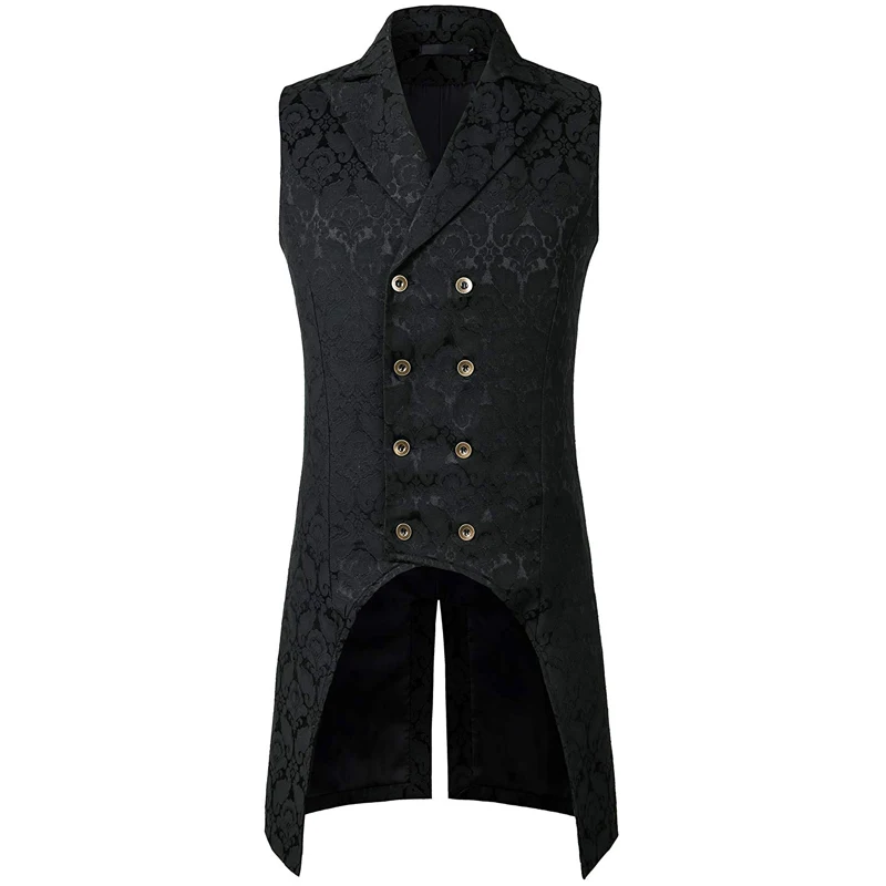 Gothic Steampunk Vest Men Brand New Double Breasted Sleeveless Jacquard ...