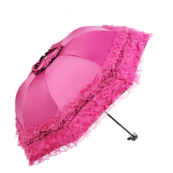

Brand Umbrella Women Lace Rain&Sun Sweet Princess Umbrella UV Protection Three Folding Durable Spitze Regenschirm