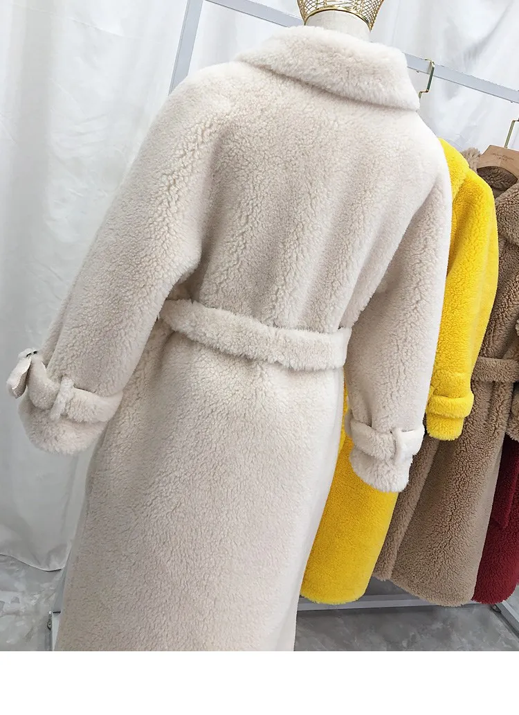 Новинка, модное длинное женское плотное зимнее длинное пальто из овечьего меха, теплое для зимы, для женщин, Россия, Европейский большой свободный стиль, верхняя одежда