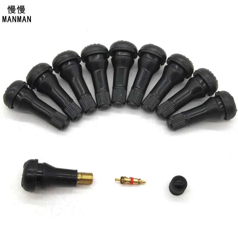 

10 pcs TR413 short black three chloro ethylene propylene rubber tire without inner tire wheel tire on the valve parts