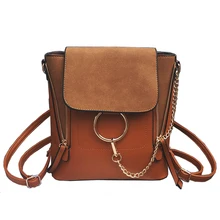 Anillo de la Cadena de doble Cremallera Hombro Bolsos Crossbody De Las Mujeres Bolsos de Cuero Nobuck Vendimia de Las Mujeres Bolsos de Marcas Famosas Bolso Femenino