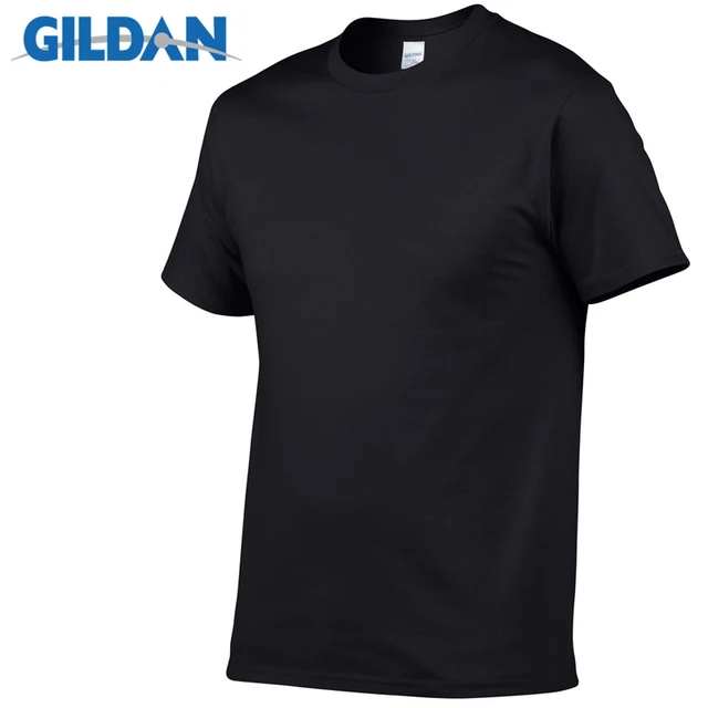 1 PCS Gildan Quality Men's Summer 100% Cotton T-Shirt Men Casual Short Sleeve O-Neck T Shirt Comfortable Solid Tops Tees Black