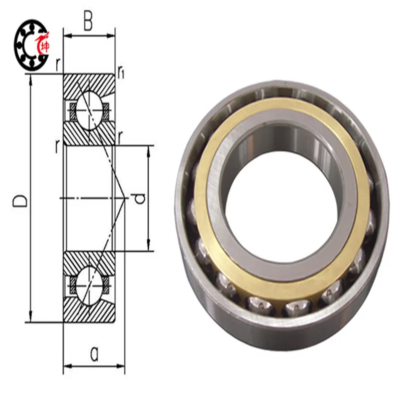 

40mm diameter Angular contact ball bearings 7208 EC/P6DB 40mmX80mmX36mm ABEC-3 Machine tool ,Differentials
