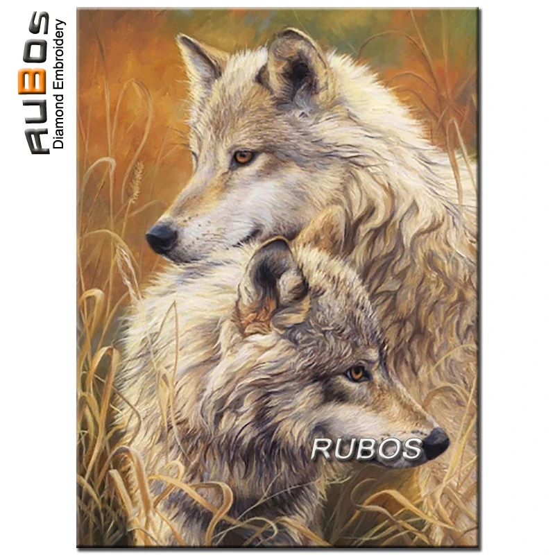 RUBOS DIY 5D Wolf tenderness needlework diamond embroidery diamond painting diamond mosaic mazayka Rubik's Cube complete sticker (1)